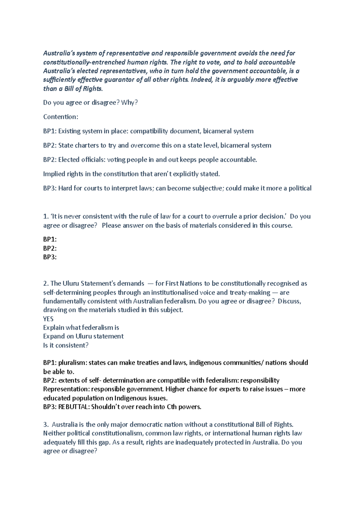 PPL Essay Questions Analysis and Discussion - Final Exam Notes - Studocu