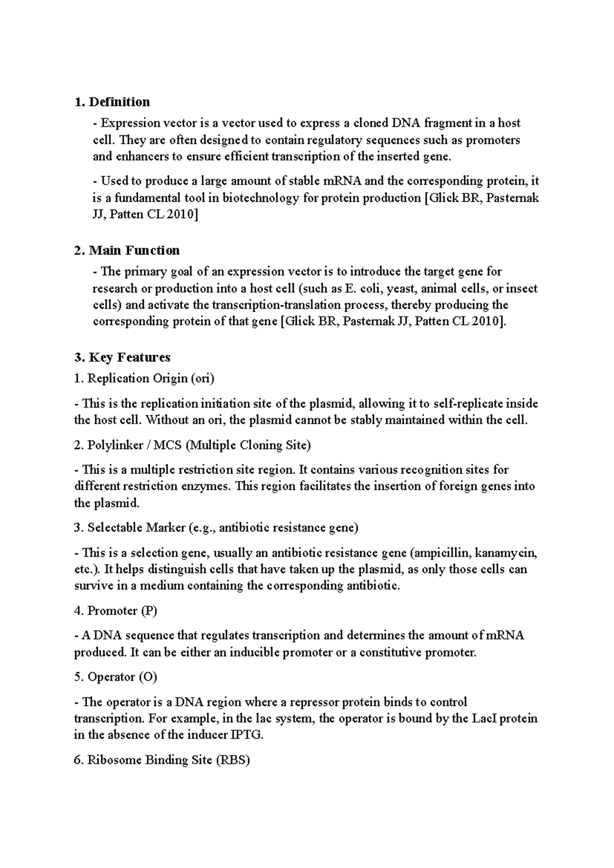 Expression Vector Seminar Notes - Key Features & Applications - Studocu