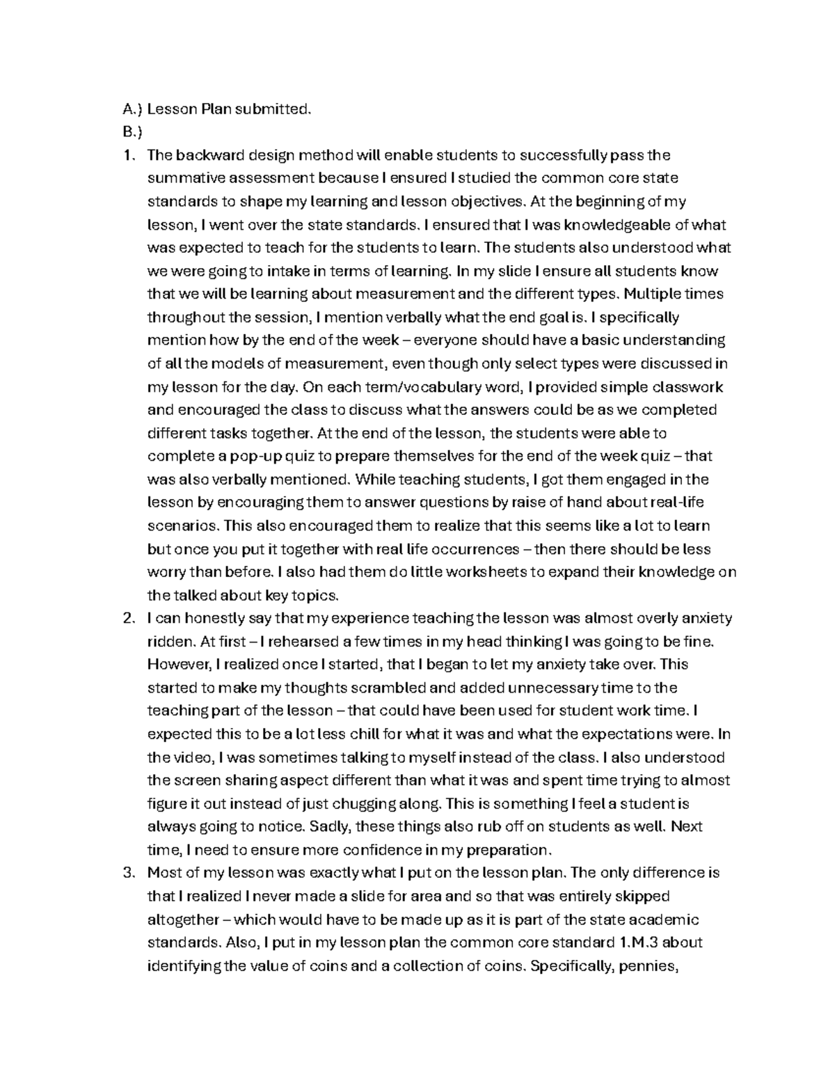 D658 Lesson Plan: Backward Design for Measurement Instruction - Studocu
