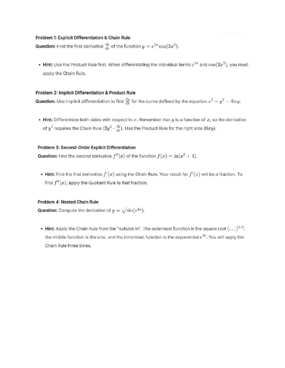Calculus 101: Differentiation Techniques and Rules Homework - Studocu