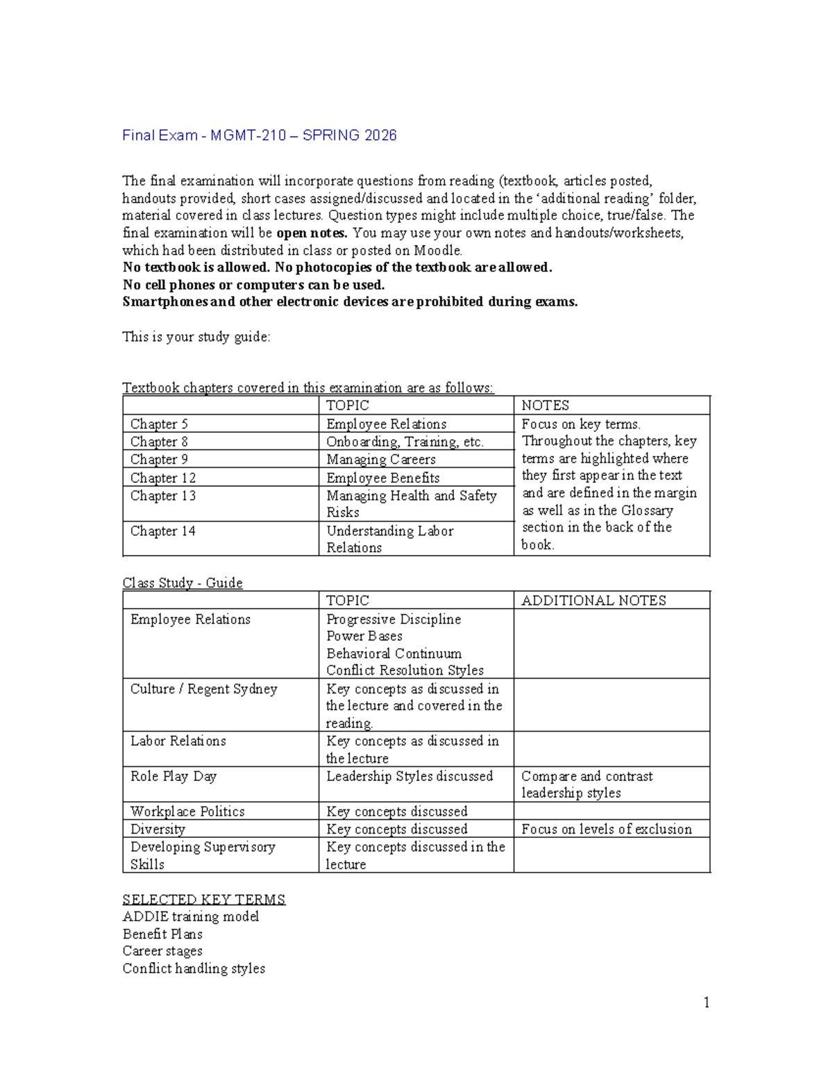 Final Exam Study Guide - HR 2026: Key Concepts & Topics - Studocu