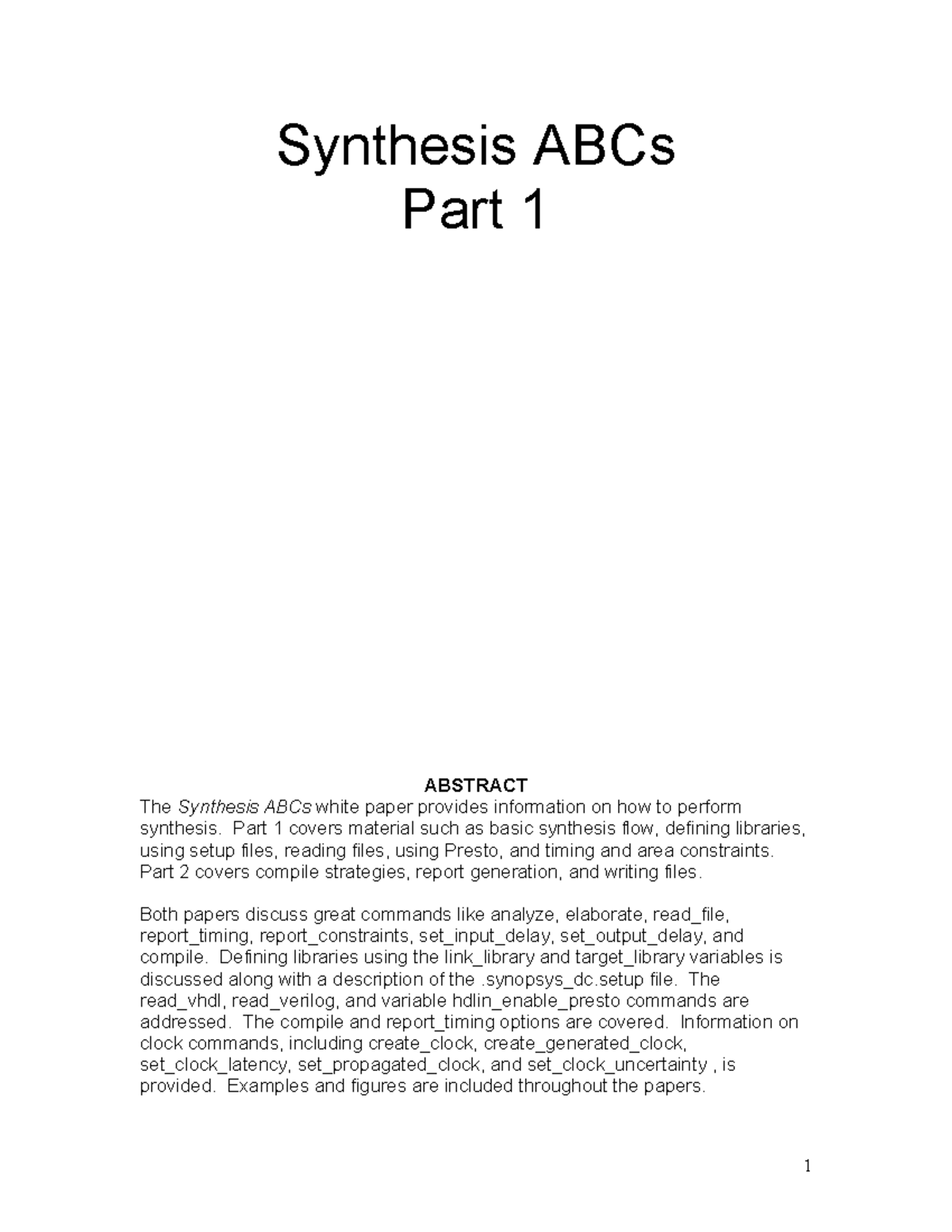 Synabc-pdf-part1 - syn abc 1 - Synthesis ABCs Part 1 ABSTRACT The ...