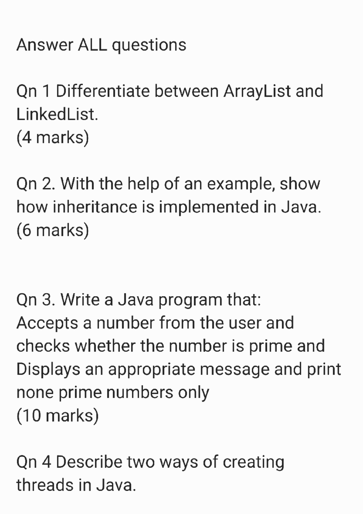 CAT OOP 2 Exam Review: Java Collections, Inheritance & Threads - Studocu