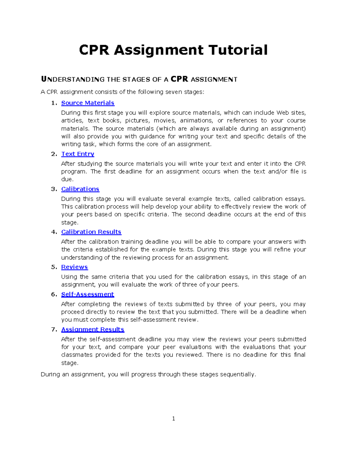 CPR Assignment Tutorial: Understanding Assignment Stages and Processes ...
