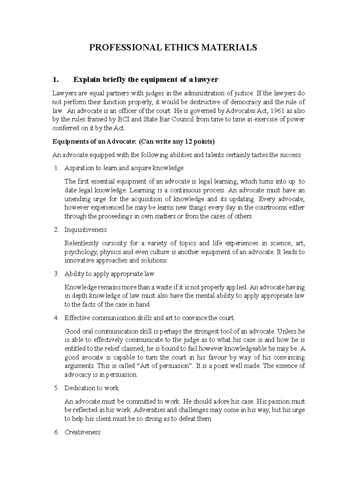 Professional Ethics Materials - PROFESSIONAL ETHICS MATERIALS 1 ...