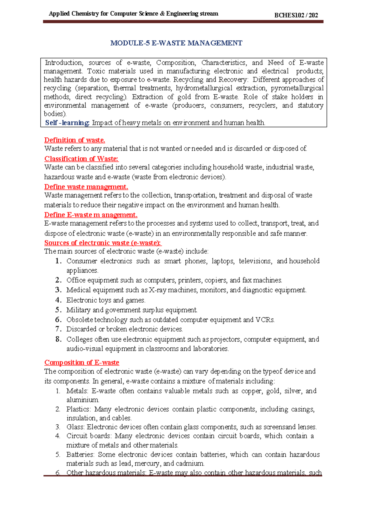 Module-5 - We want model question papers - Introduction, sources of e ...