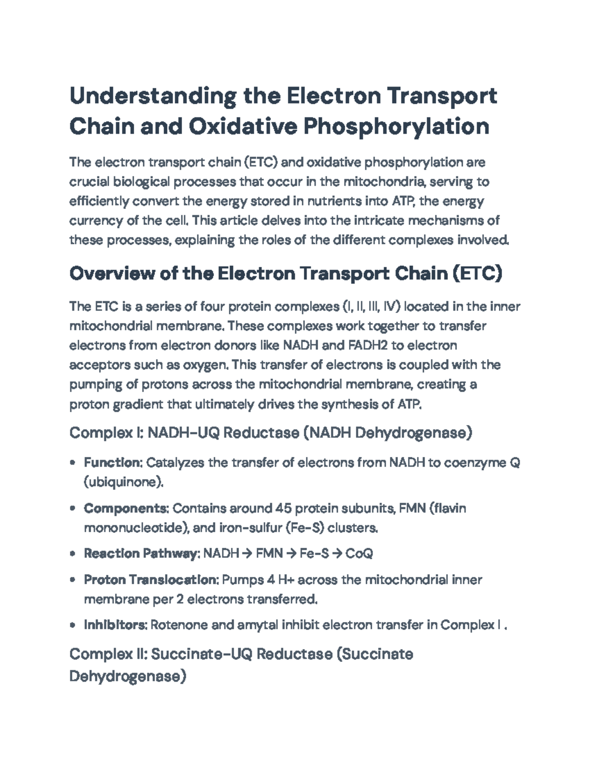 Understanding the Electron Transport Chain & Oxidative Phosphorylation ...