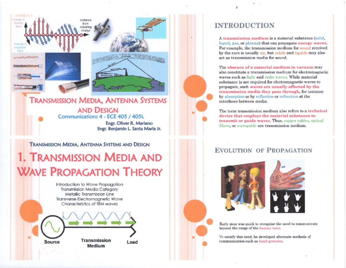 Transmission Media and Wave Propagation Theory - ECE 405 - Studocu