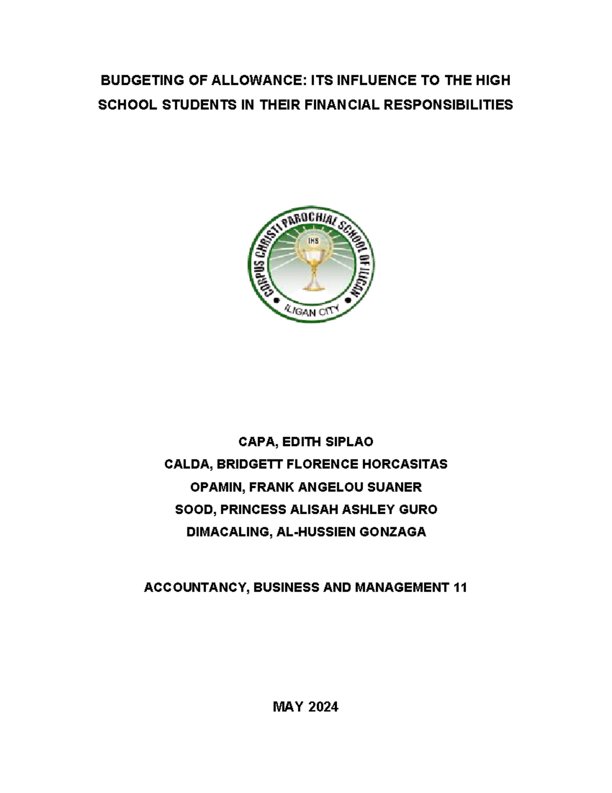 Budgeting of Allowance: Impact on High School Financial Responsibility ...