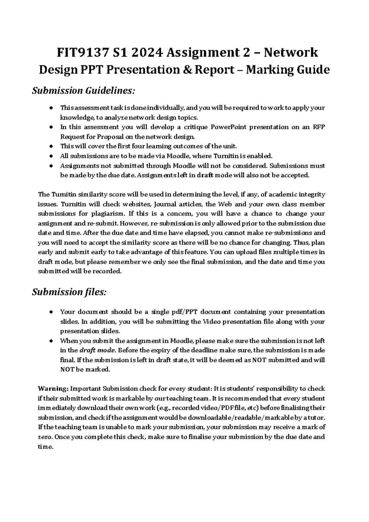 FIT9137 S1 2024 Assignment 2 Network Design PPT Presentation Guide ...