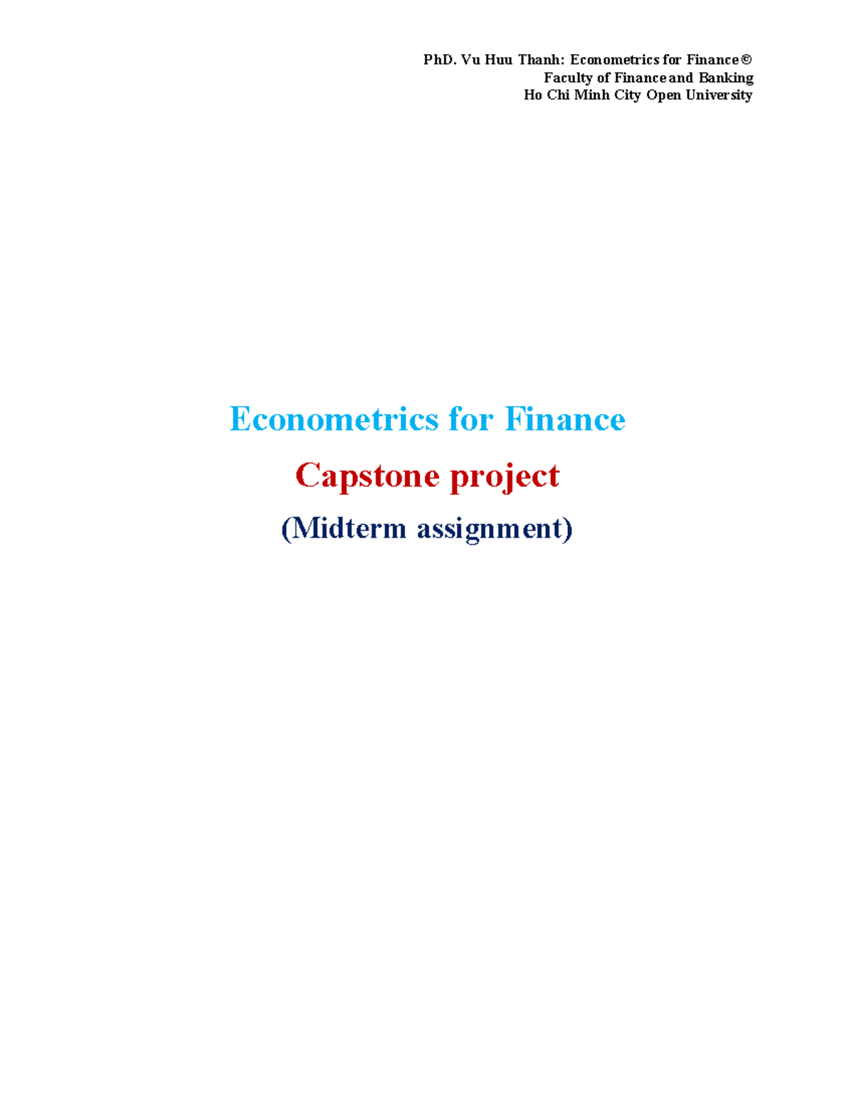 2025 - Econometrics for Finance - Midterm Project Report - Studocu