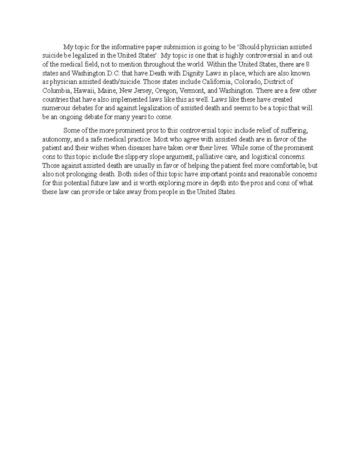 Topic Submission Informative paper - My topic for the informative paper ...