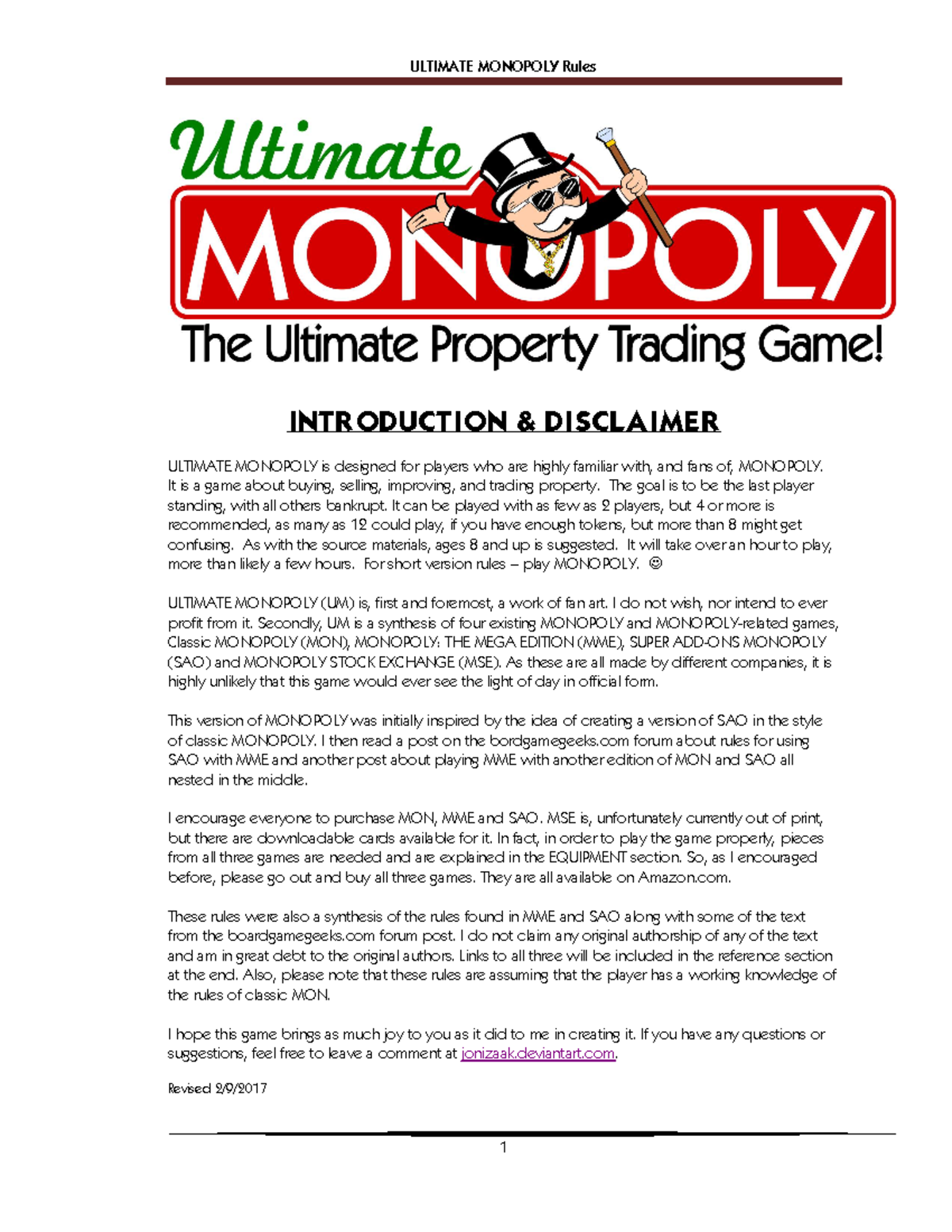 Ultimate Rules for ULTIMATE MONOPOLY Game (UM) by Jonizaak - Studocu