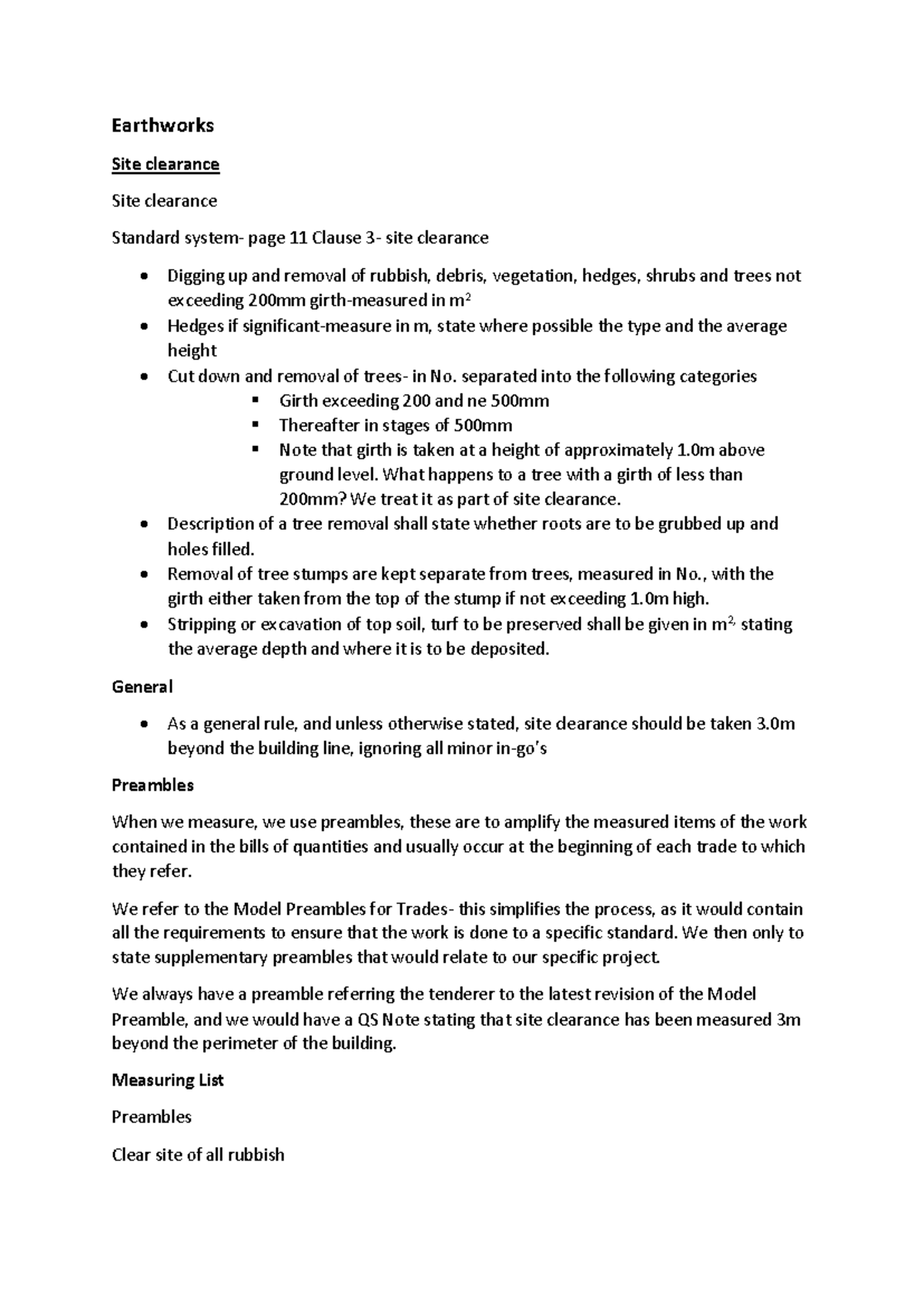 Earthworks Notes: Site Clearance & Excavation Guidelines 2022 - Studocu