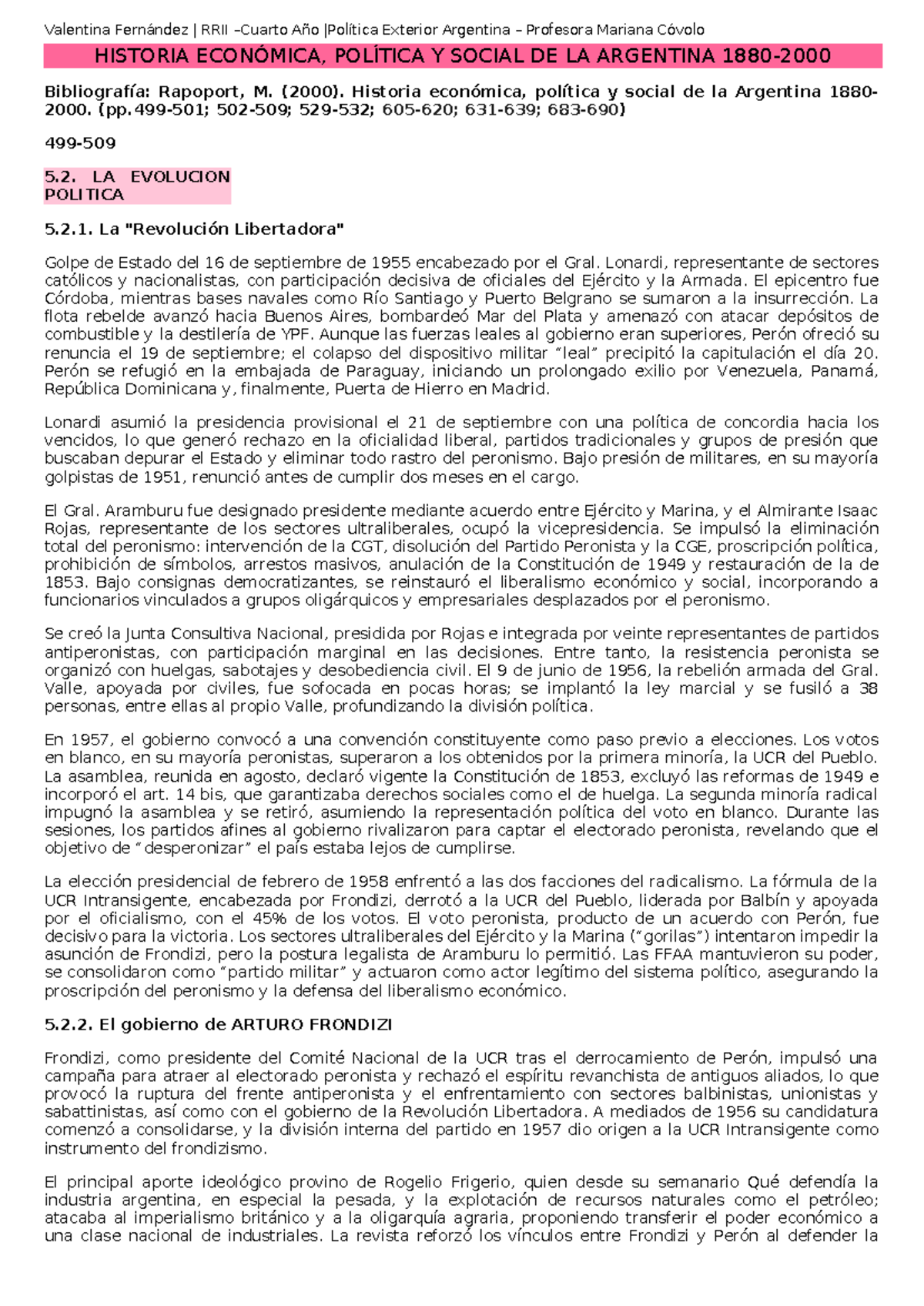 Resumen de la Historia Económica, Política y Social de Argentina - RRII ...