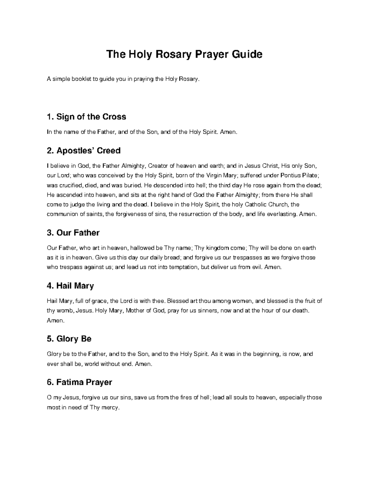 Holy Rosary Prayer Guide: A Comprehensive Booklet - Studocu