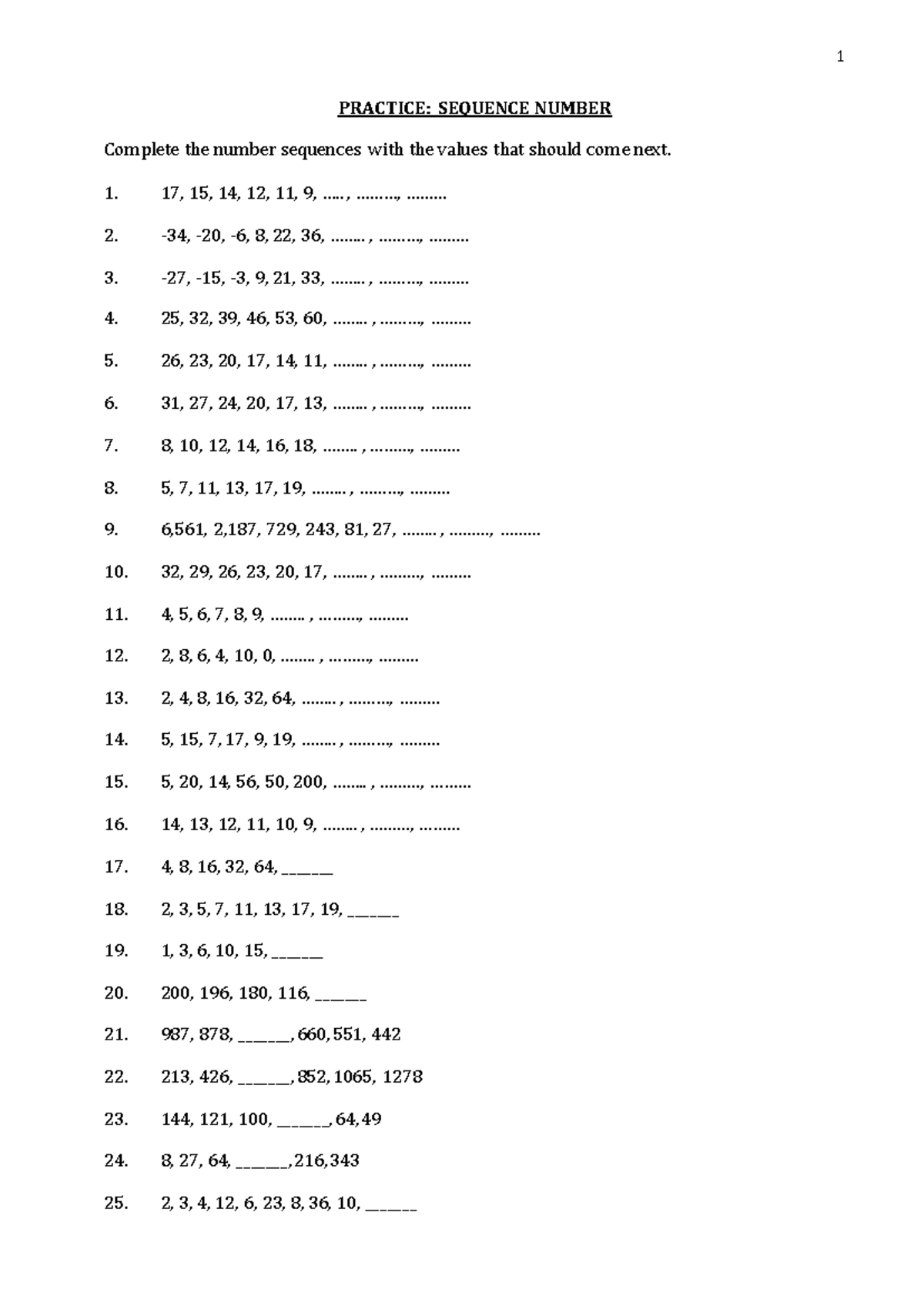 1 PRACTICE: SEQUENCE & AGE PROBLEMS (IQ Study) - Studocu