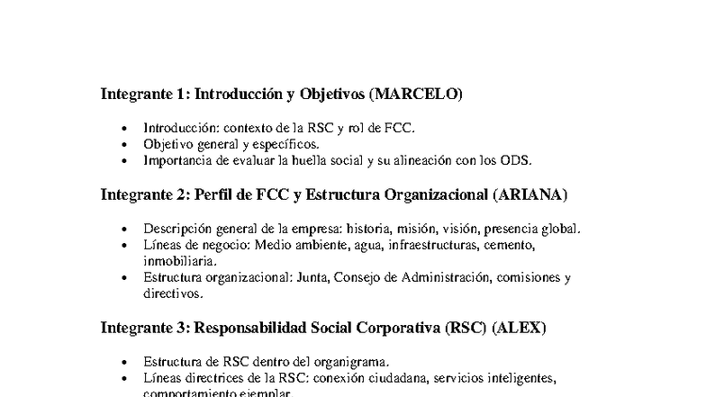 División de Trabajo 4: RSC y Estrategias ESG en FCC - Studocu