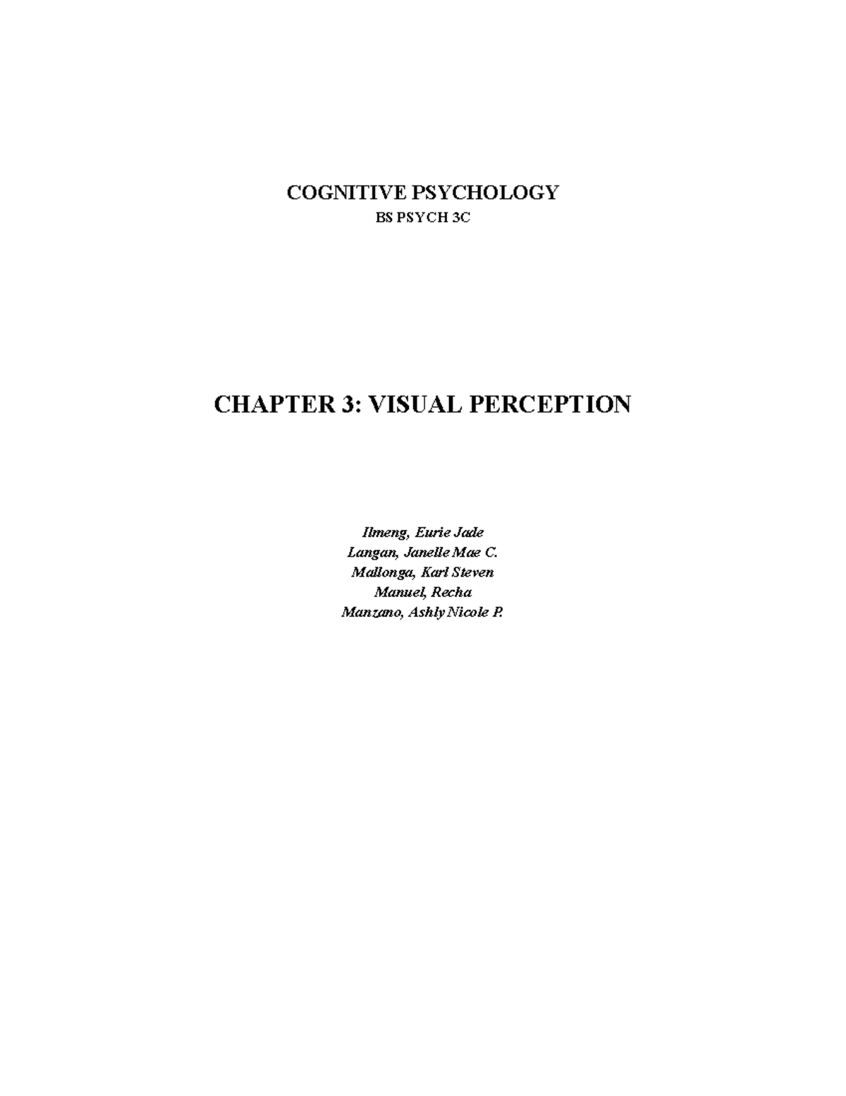 COG PSY 3C CHAPTER 3 STUDY GUIDE: VISUAL PERCEPTION - Studocu