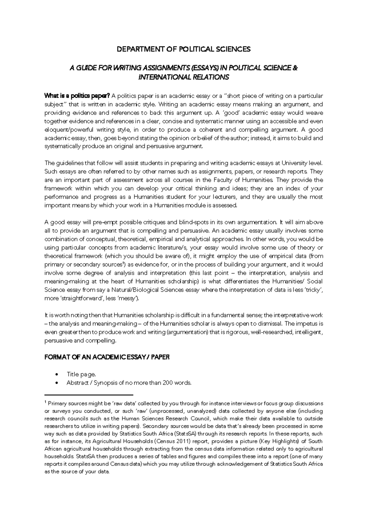 POLITICAL SCIENCE 101: ESSAY WRITING GUIDELINES AND TIPS - Studocu