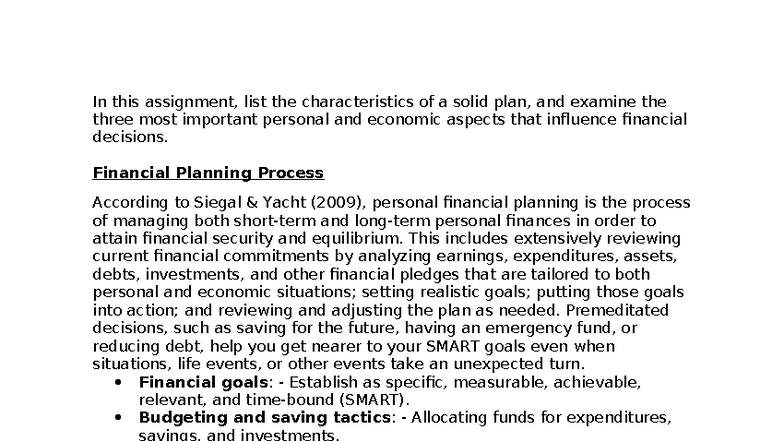 MATH 1280-01 DF - Key Aspects of Financial Planning and Decision-Making ...