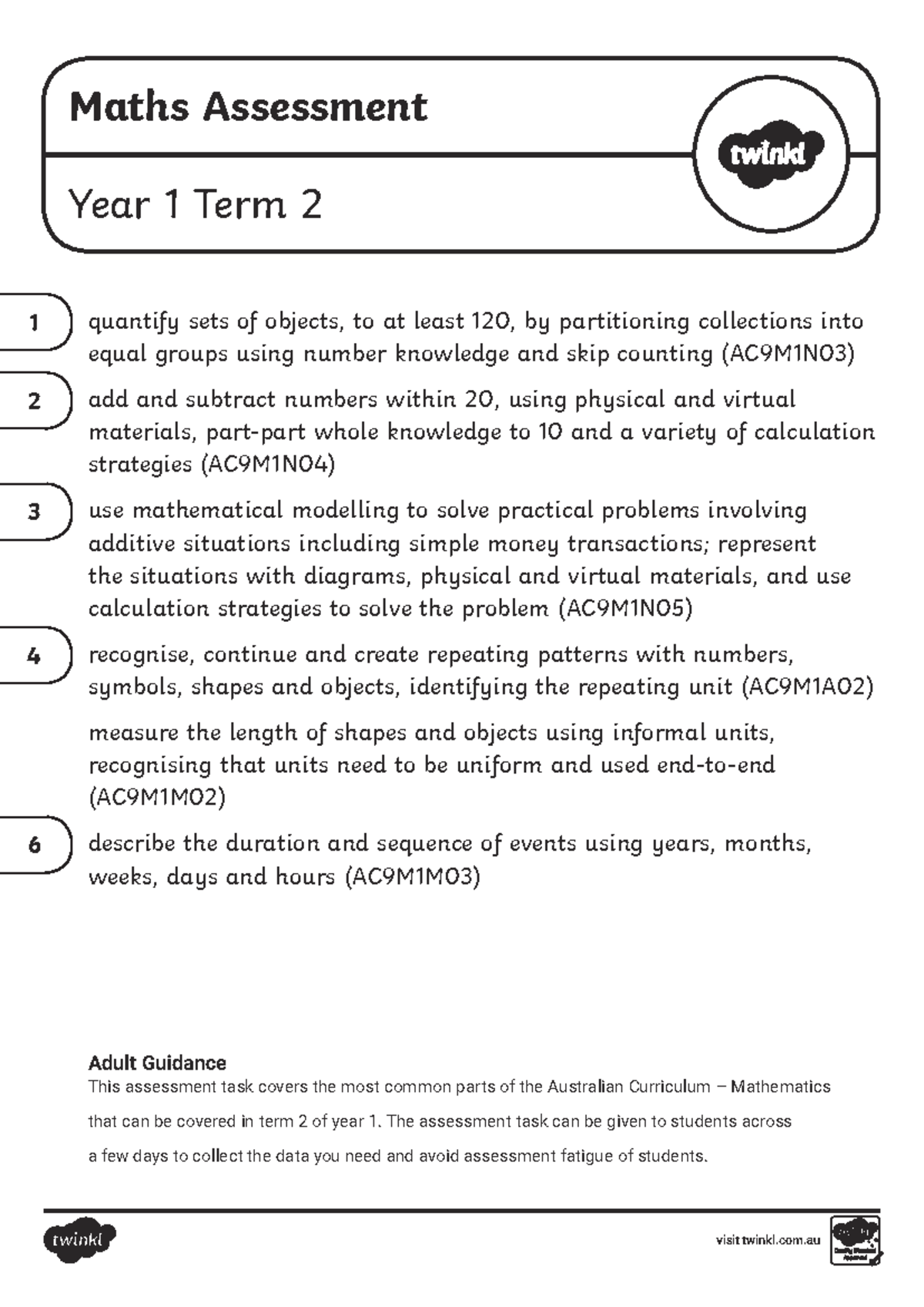 Year 1 Term 2 Maths Assessment - Key Concepts and Strategies - Studocu
