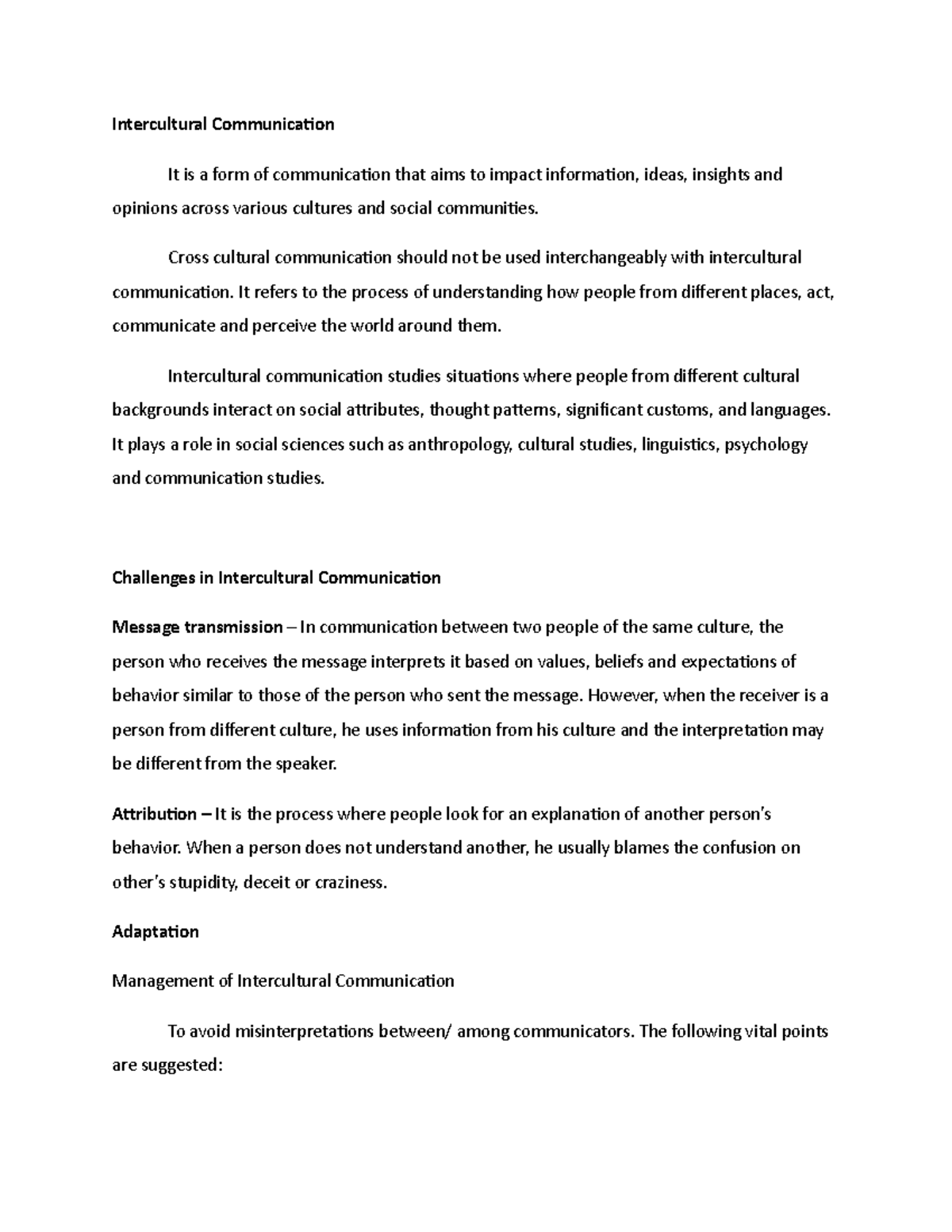 Intercultural Communication Overview: Key Concepts and Challenges - Studocu