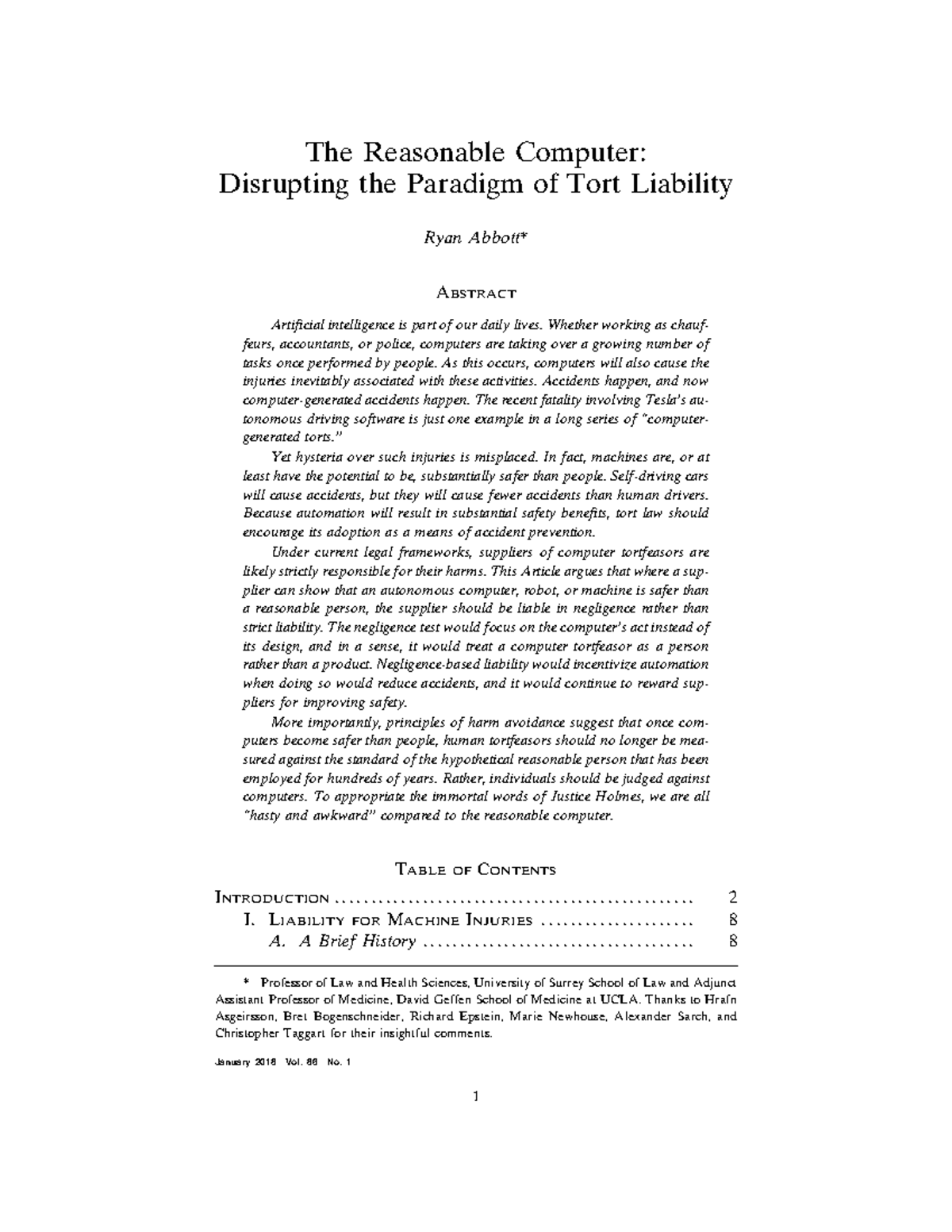 The Reasonable Computer: Reforming Tort Liability in AI Systems - Studocu