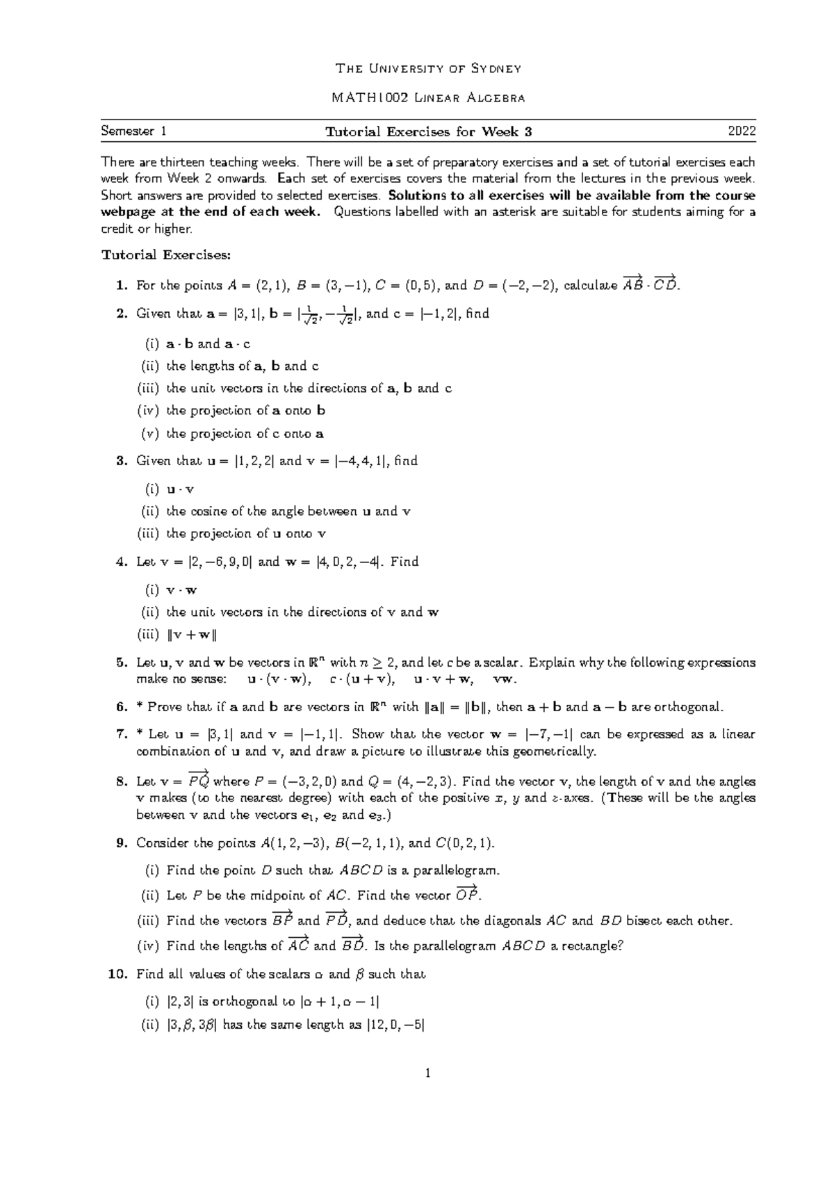 MATH1002 Exercise and Tutorial Sheets - The University of Sydney ...