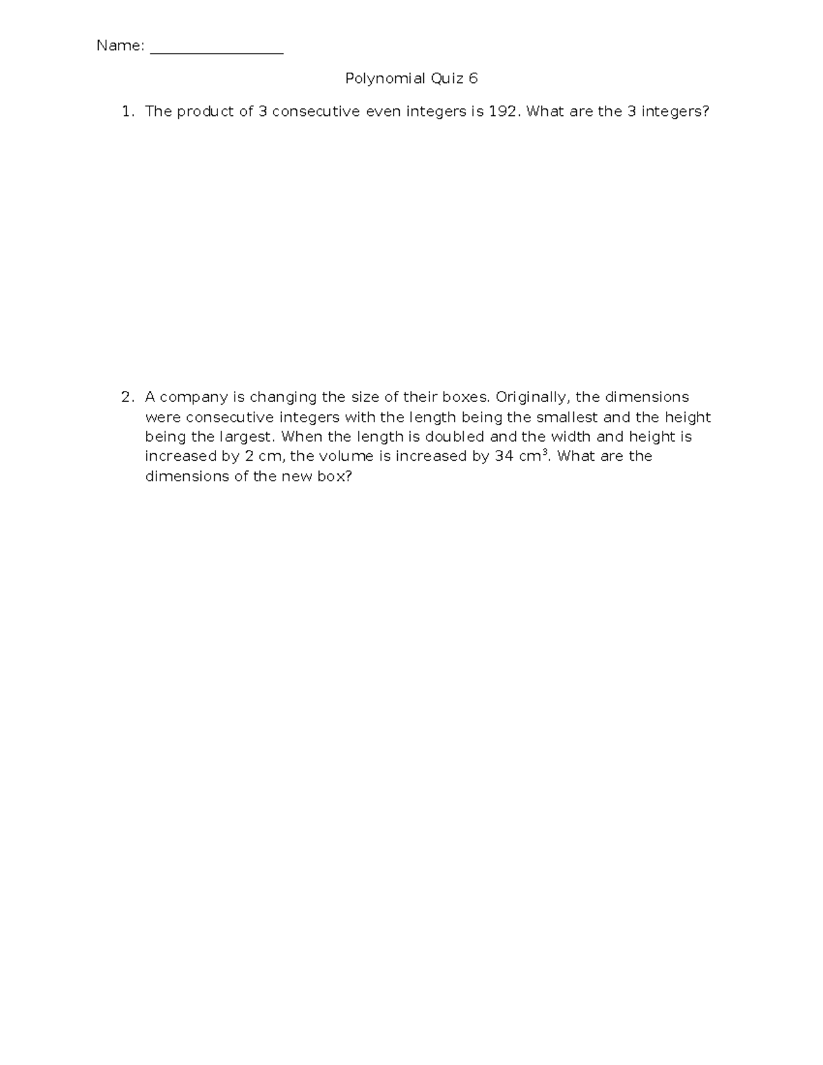 Poly Quiz 6 - Math Practice on Polynomial Problems - Studocu
