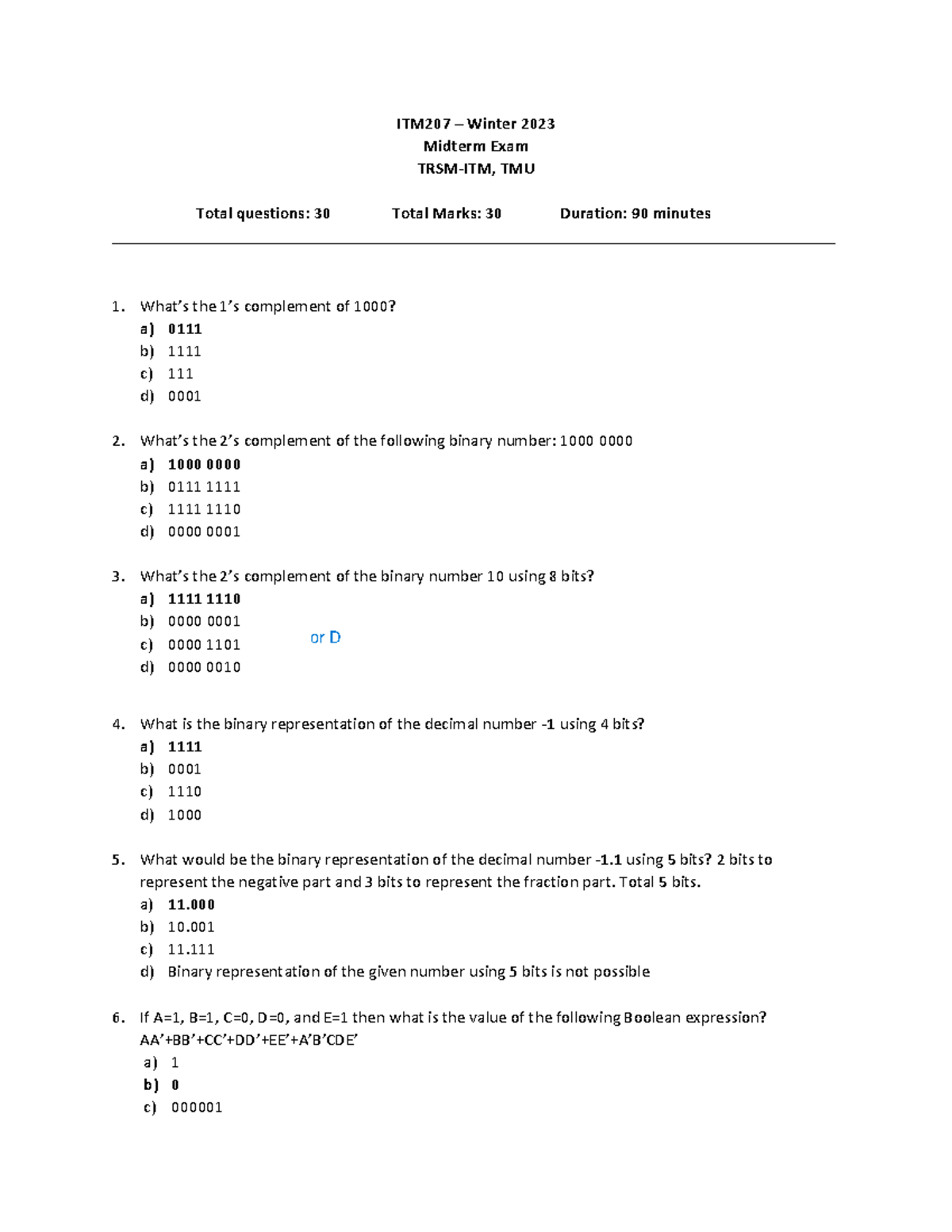 ITM207 Winter 2023 Midterm Exam Solutions and Answers Review - Document Preview