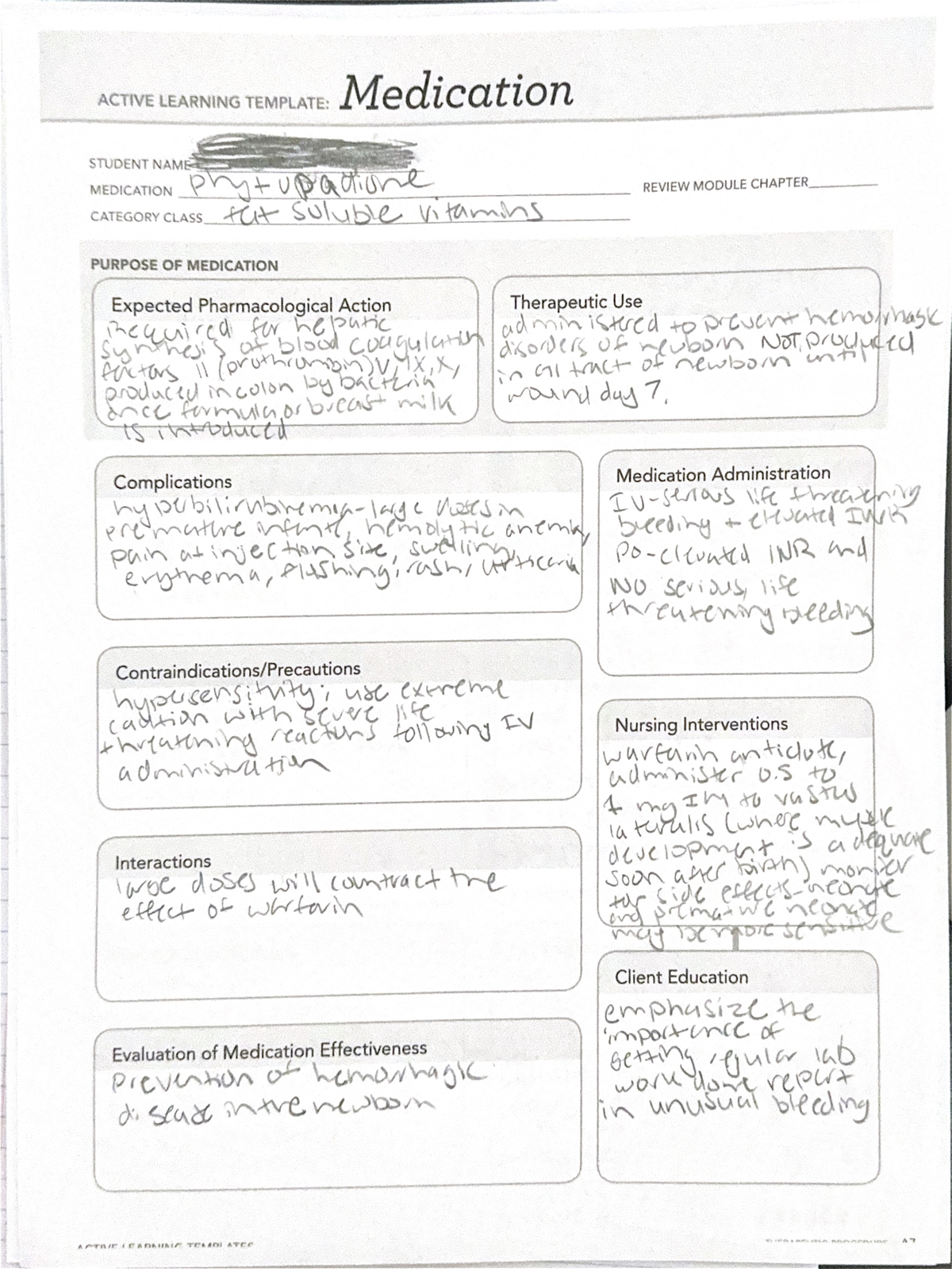 Medication Template - ACTIVE LEARNING TEMPLATE: Medication STUDENT NAME ...