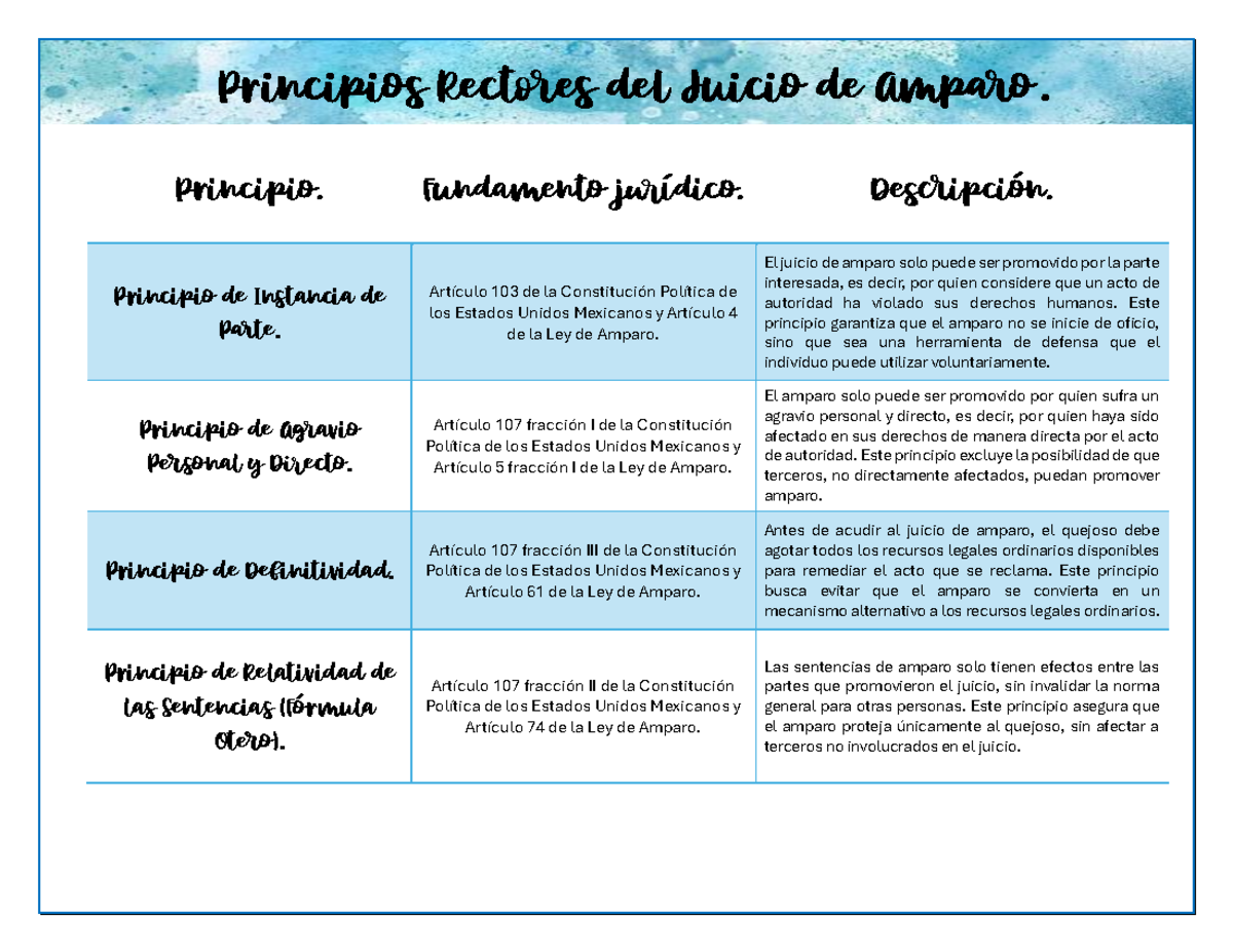 Principios Rectores DEL Juicio DE Amparo - Principio. Fundamento