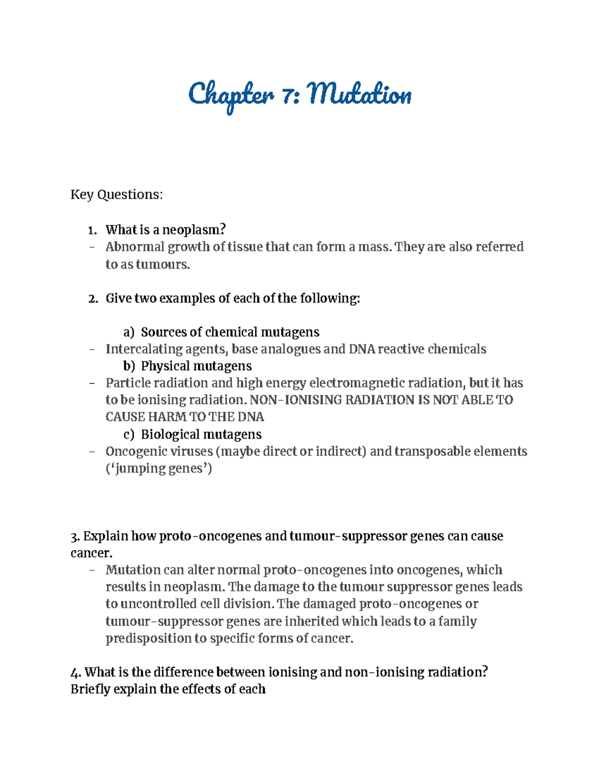 Module 6- chapter 7 mutation 7.2 review - Chapte 7: Mutatio Key ...