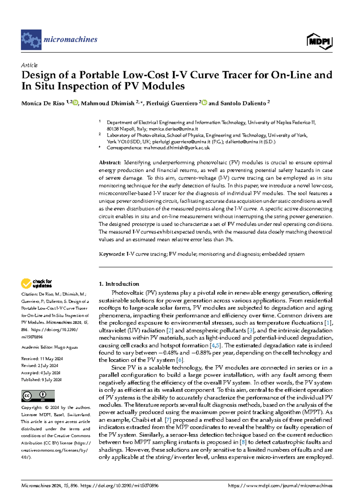 Design of a Portable Curve Tracer for In Situ PV Module Inspection ...