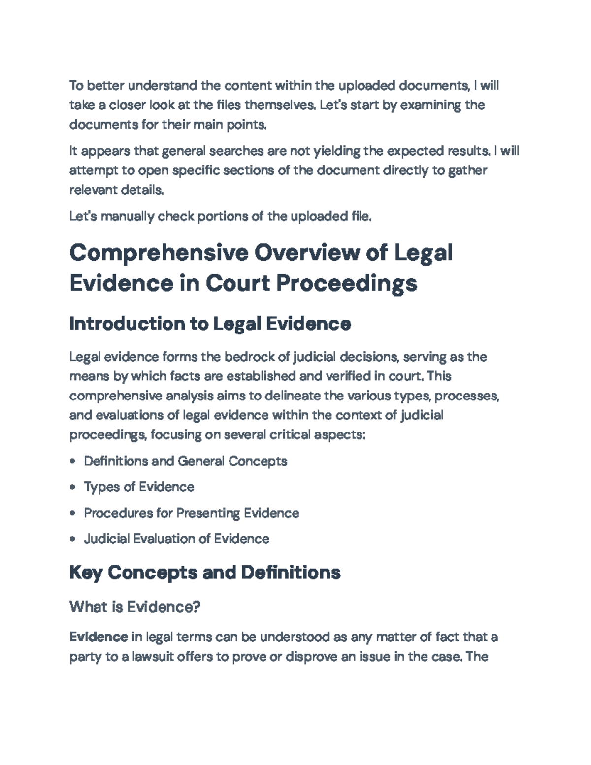 Comprehensive Study of Legal Evidence Procedures and Evaluation - To ...