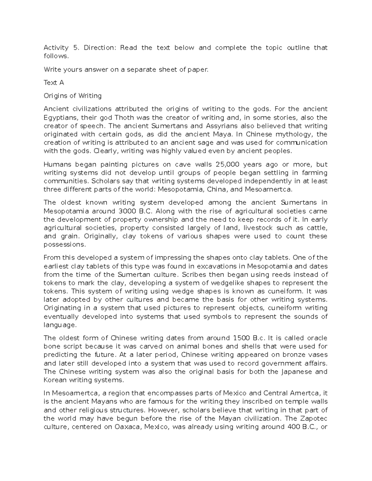 EAPP 12-Activity - an activity - Activity 5. Direction: Read the text ...