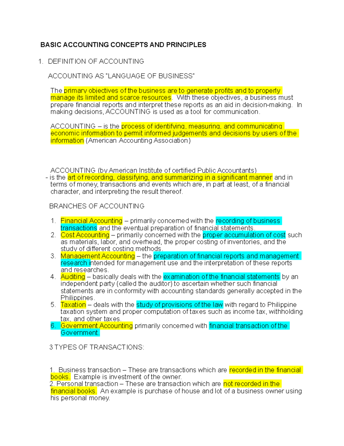 Basic Accounting Concepts AND Principles - BASIC ACCOUNTING CONCEPTS ...