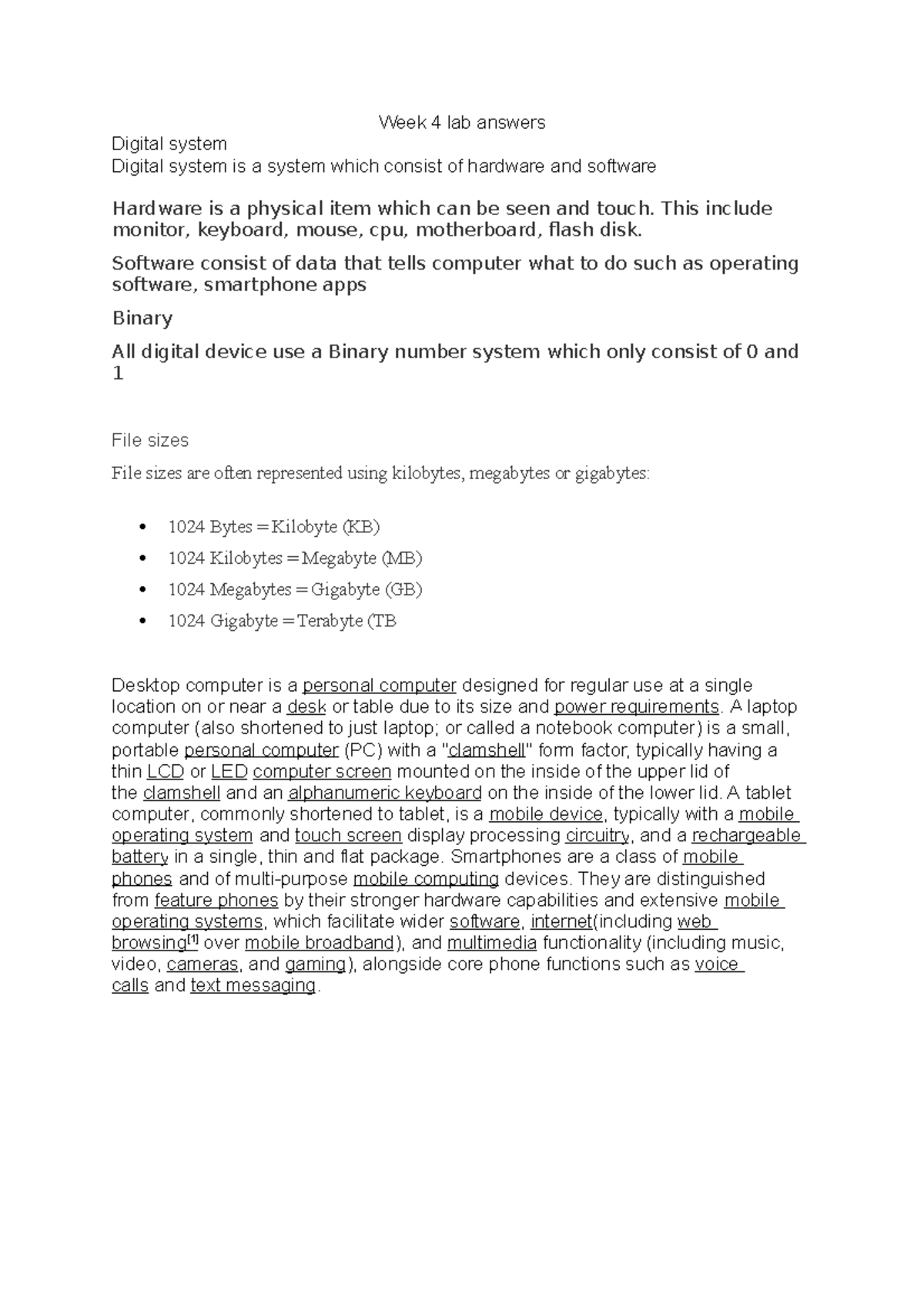Digital system week 4 - muf 0051 Information Technology Communication ...