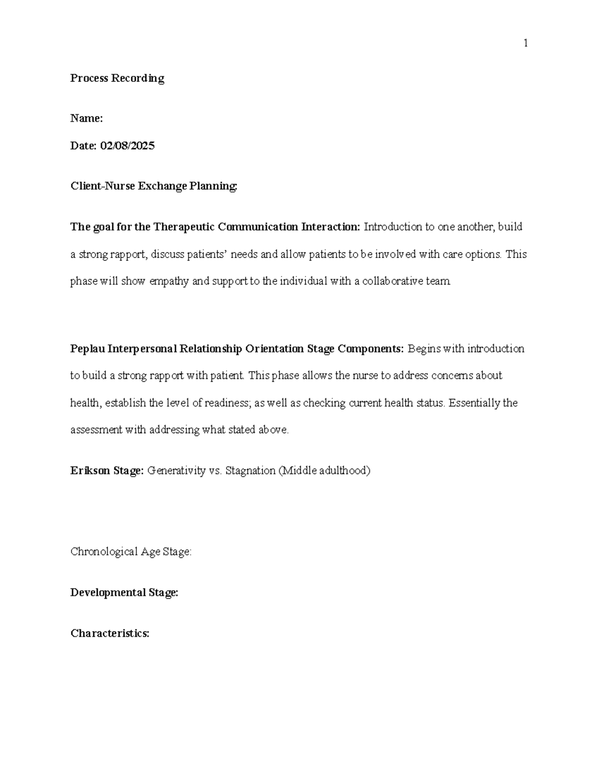 Process Recording Template - Process Recording Name: Date: 02/08 ...