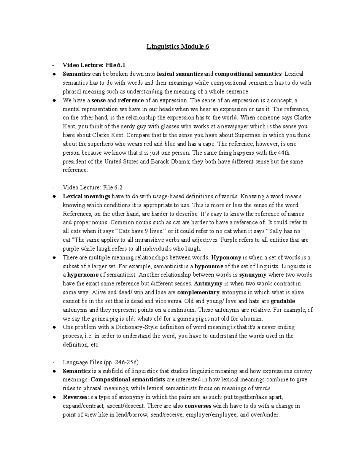 Linguistics Module 6 - Key Concepts in Semantics Summary - Studocu