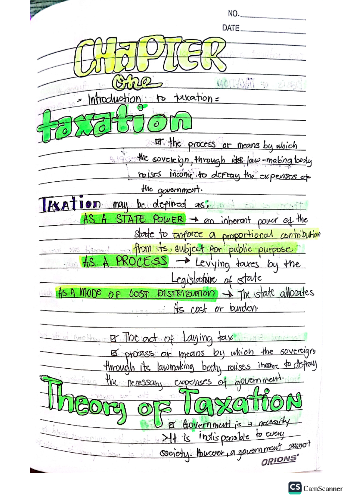 Taxation Notes (CS) - Lecture Summary and Important Concepts - Studocu