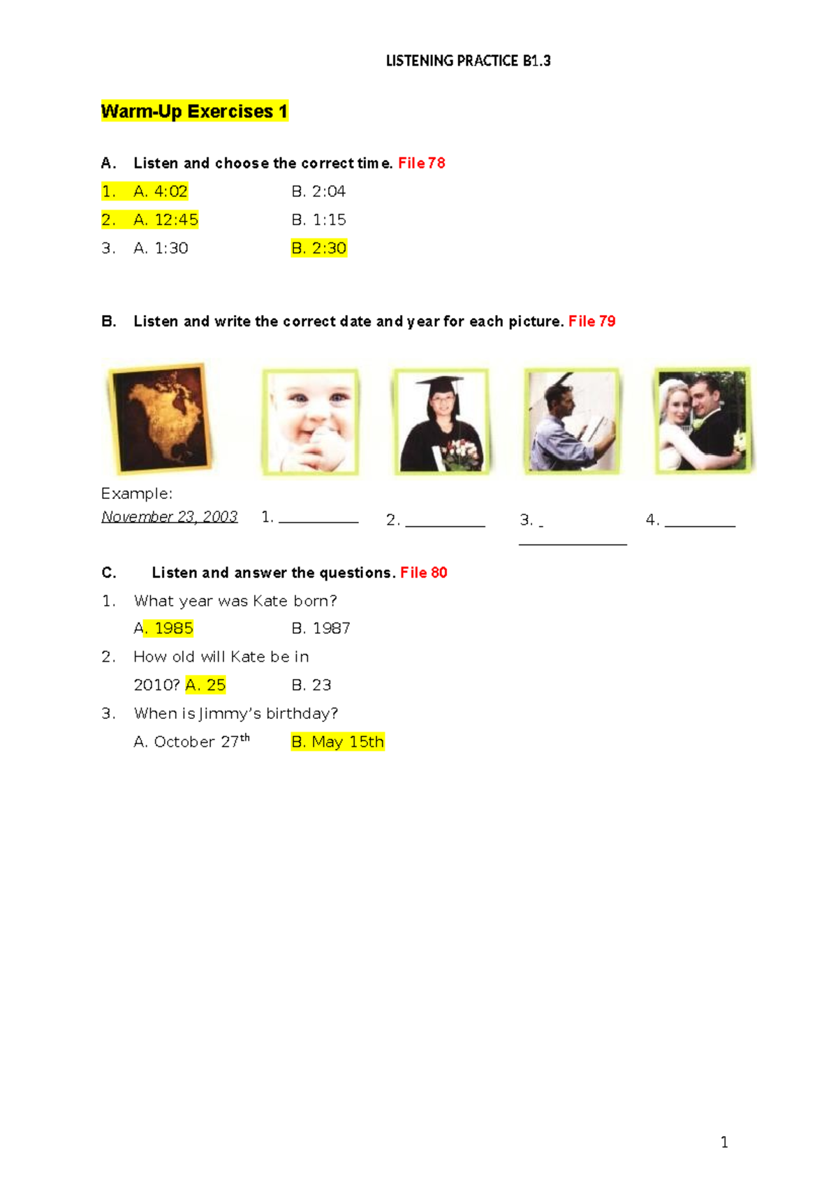 B1 Intensive Course Midterm Practice Test Notes - Studocu