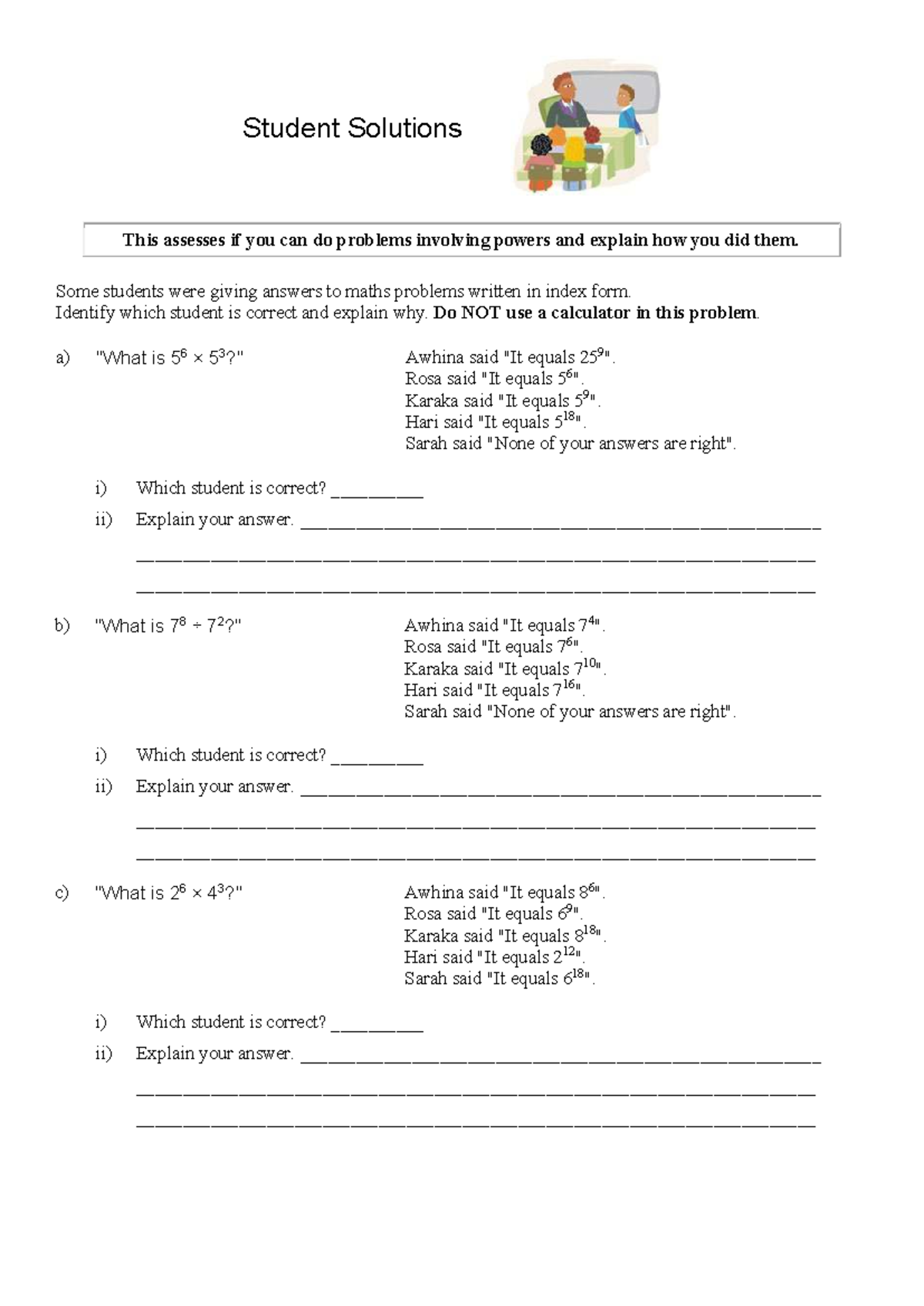 Maths Solutions: Powers & Index Form Analysis - Studocu