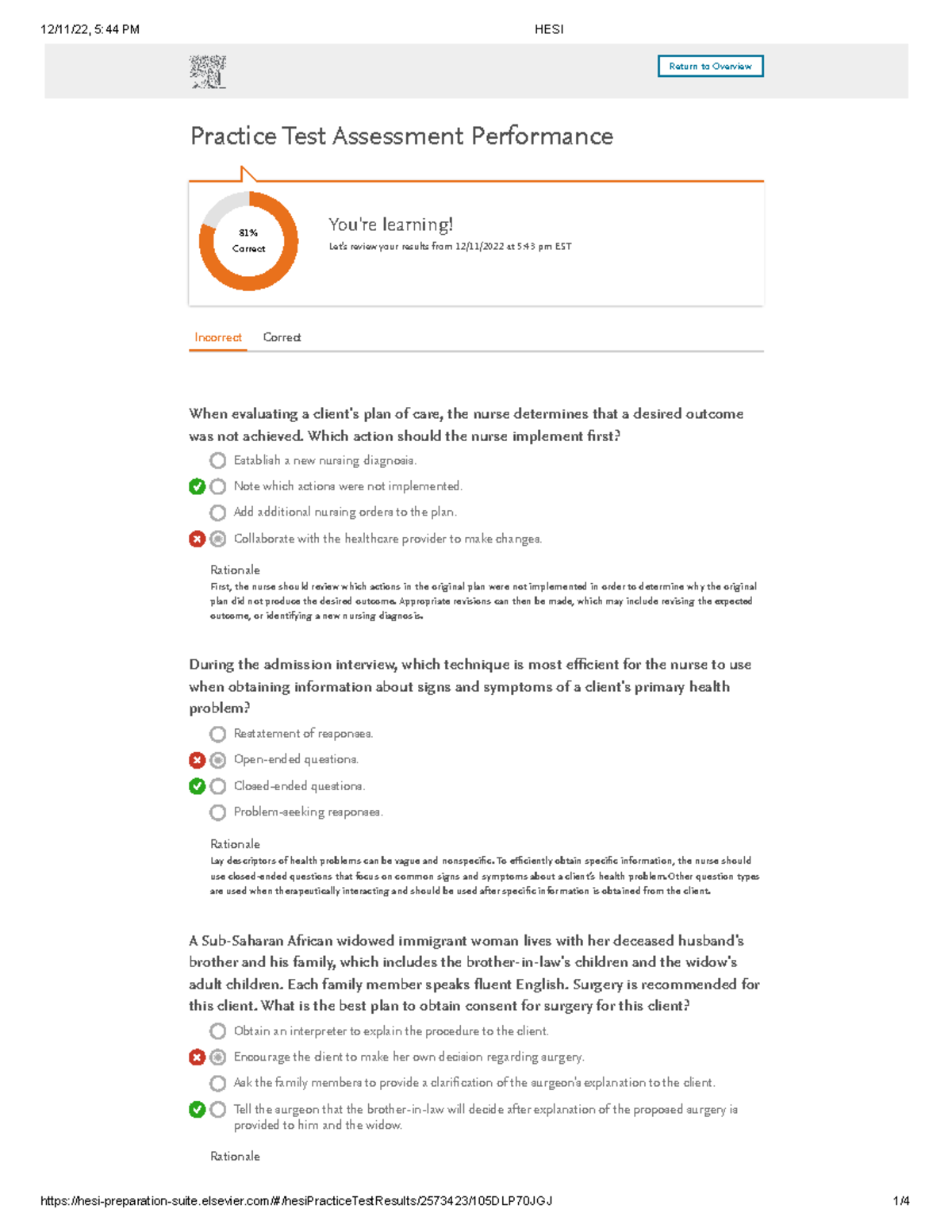 HESI Practice Test Review: Assessment Performance Insights - Studocu