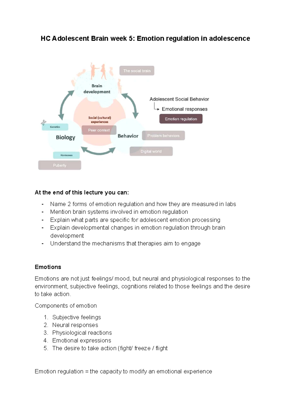 HC5 Lecture: Emotion Regulation in Adolescence and Brain Development ...