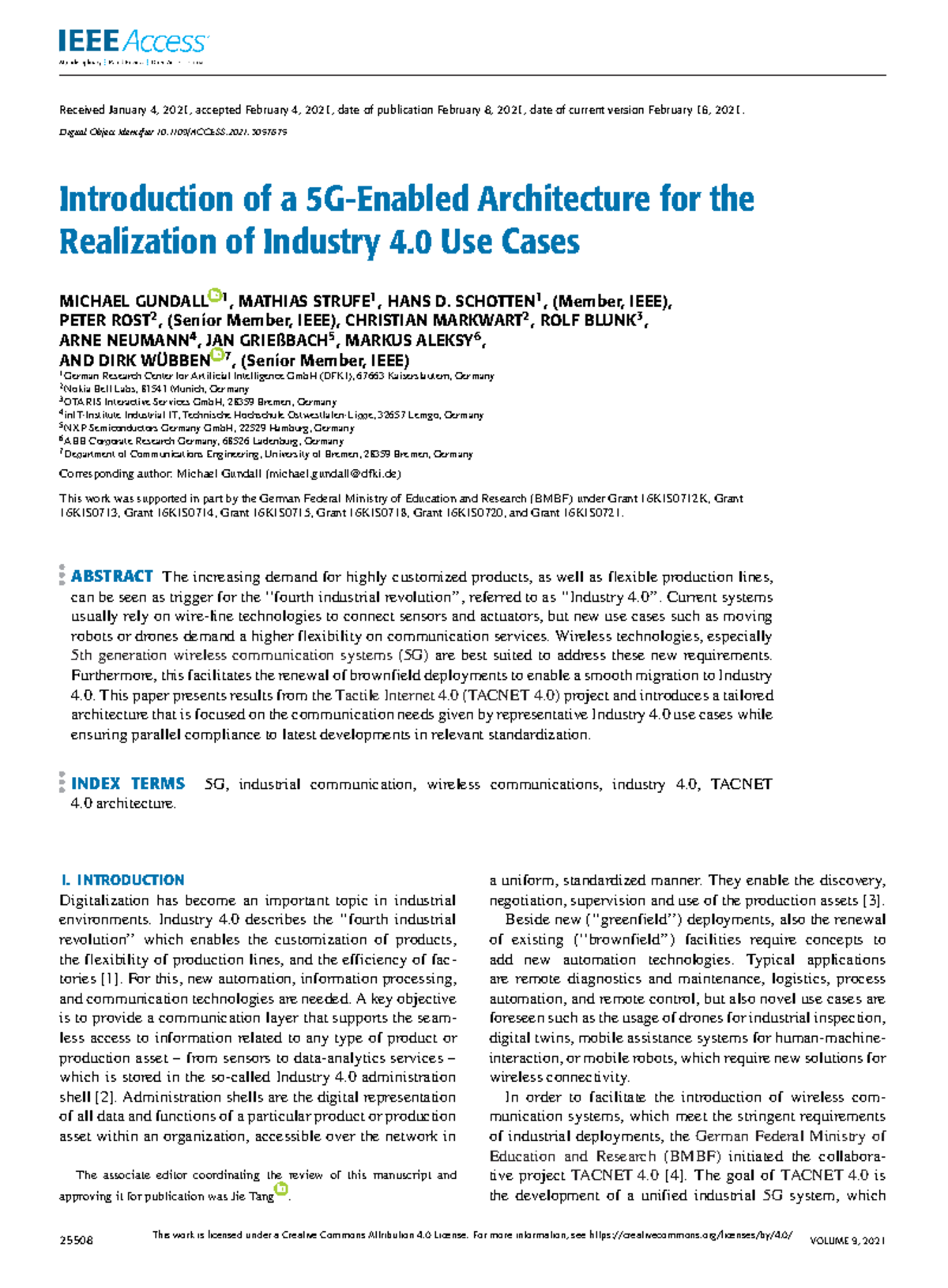 Introduction of a 5G-Enabled Architecture for the Realization of ...