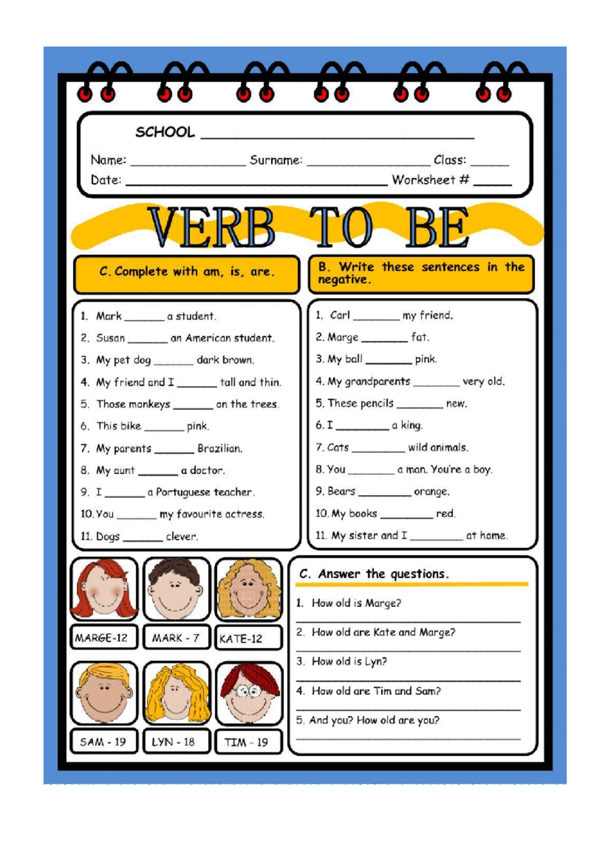 Worksheet 44598 - Practica on verb to be exercises - Studocu