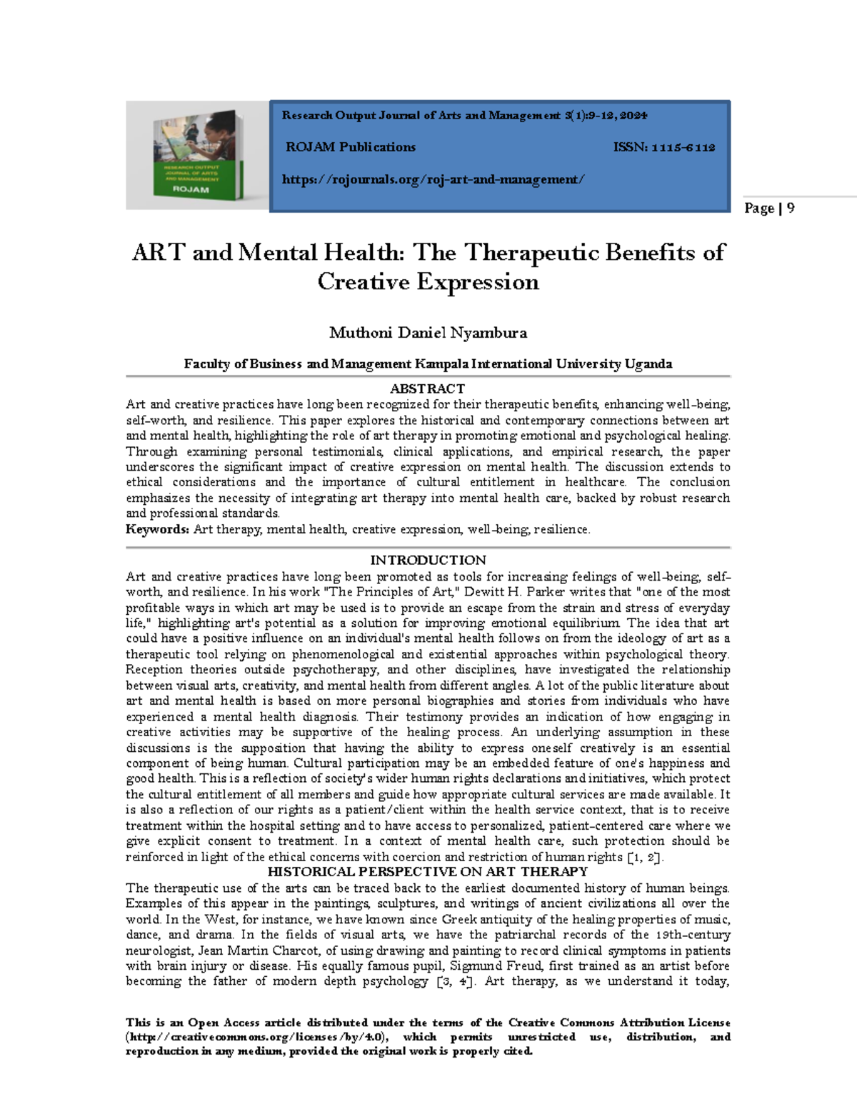 ART and Mental Health: Exploring Creative Expression Benefits in ROJAM ...