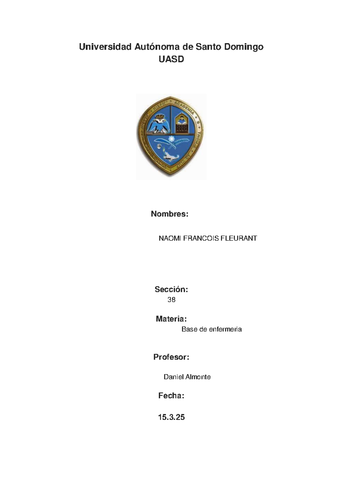 UASD Base de Enfermería - Información General y Detalles - Studocu